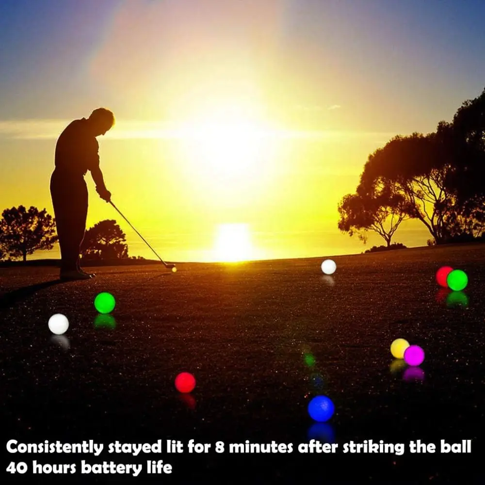 Multicolor Glow In The Dark Golf Balls Resettable Time 3 Layer Construction LED Golf Balls 40 Hours Battery Life Reusable