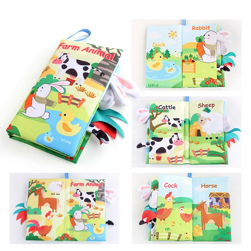 Baby Frühförderungsspielzeug Schwanz-Stoffbuch Puzzle Eltern-Kind-Interaktives Geräuschpapier Aktivitätsspielzeug für Säuglinge