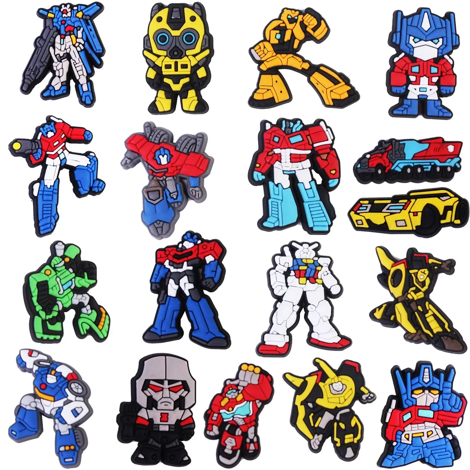 Baru 18 buah/set sepatu Transformers kartun Croc jimat aksesori sepatu Kawaii untuk dekorasi lucu sandal uniseks hadiah anak-anak