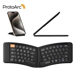 ProtoArc Ergonomic Foldable Keyboard XK03 Split Folding Bluetooth Portable Travel Keyboard for iPad iPhone Tablet Laptop PC