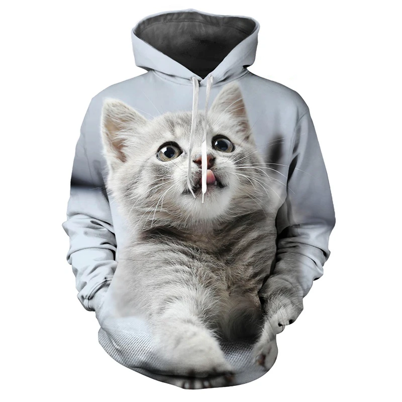 

Cute Funny Cat Hoodies For Men 3D Printed Hooded Sweatshirts Men Women Hipster Cats Hoodies Oversized y2k clothing Pullovers