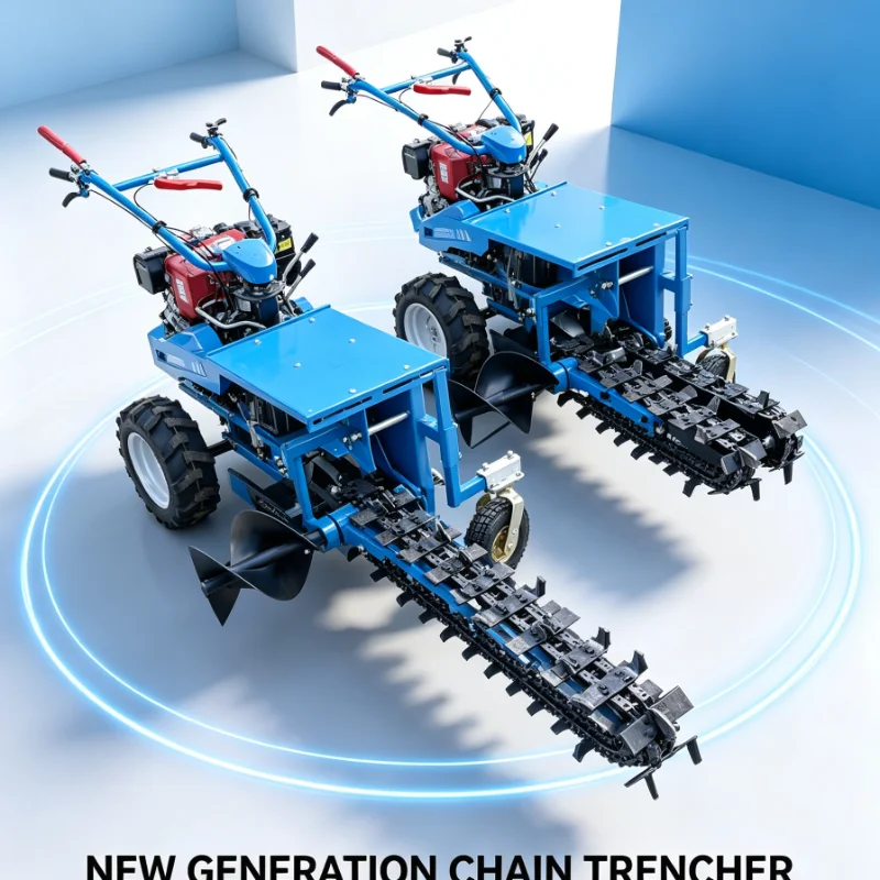 Chain Trencher For Farm Irrigation Cable Laying Portable Adjustable Depth Diesel Agricultural Trenching Equipment