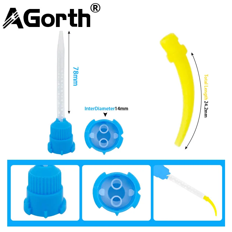 

50/100 шт., насадки для смешивания зубов, слепочные материалы, силиконовая резина, смеситель, шприц, силиконовый стоматологический материал