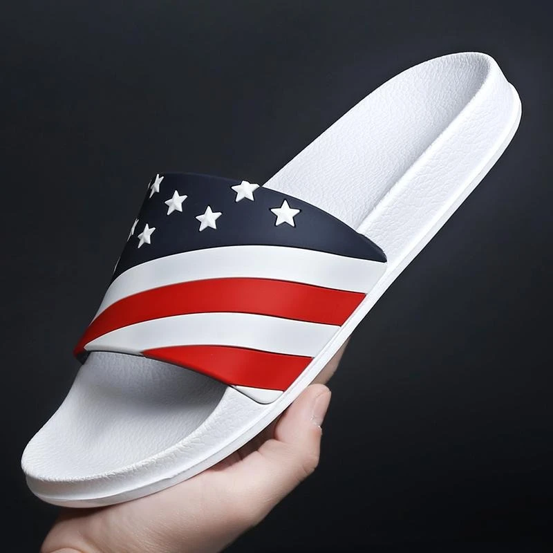 

Summer New Shoes for Men Flag Print Slippers Soft Sole Casual Slides Youth Fashion Beach Shoes