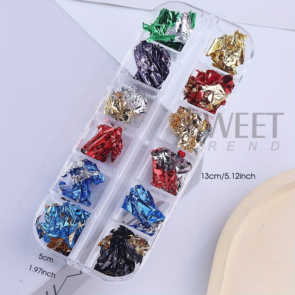 2 صناديق 24 أنماط الذهب احباط رقائق مسمار الترتر رقائق مختلطة الحرير الألومنيوم بريق Paillette رقاقة البريق الديكور Crafts بها بنفسك الحرف