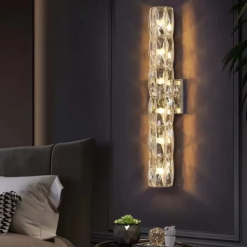 

Modern Luxury LED Wall Lamp Sconce Crystal Home Background Decor Wall Light for Bedside Foyer Aisle Hotel Room Lighting Fixtures