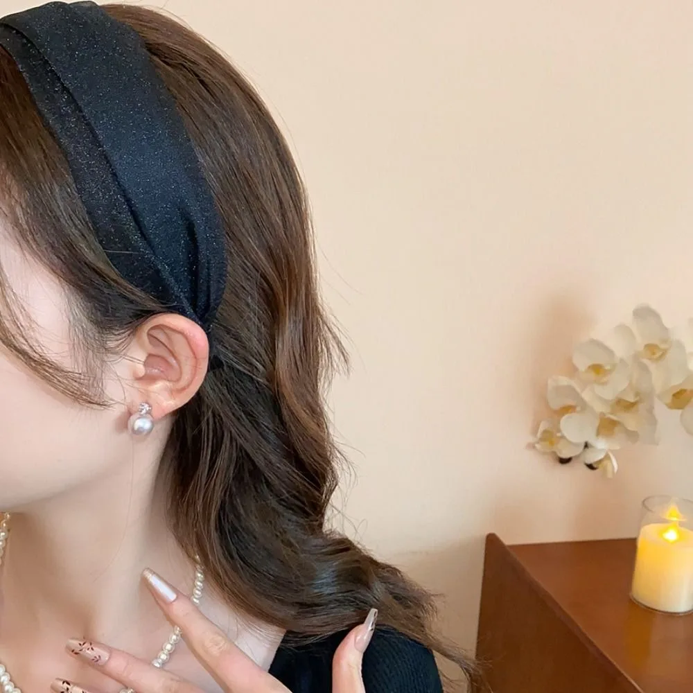 

Temperament Korean Style Women Hair Hoop Mesh All-match Chiffon Headband Sweet Headwear Wide Edge Hairband Wash Face