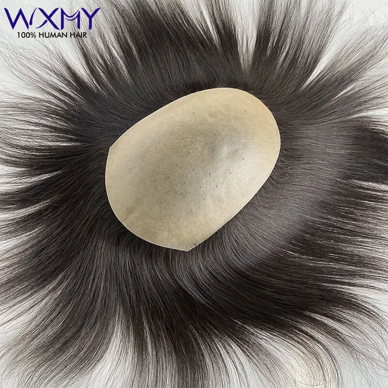 

Double Knots Thin Skin Base Toupee For Men Breathable Biological Scalp Male Hair Prosthesis Natural Human Hair Man Wig Hairpiece