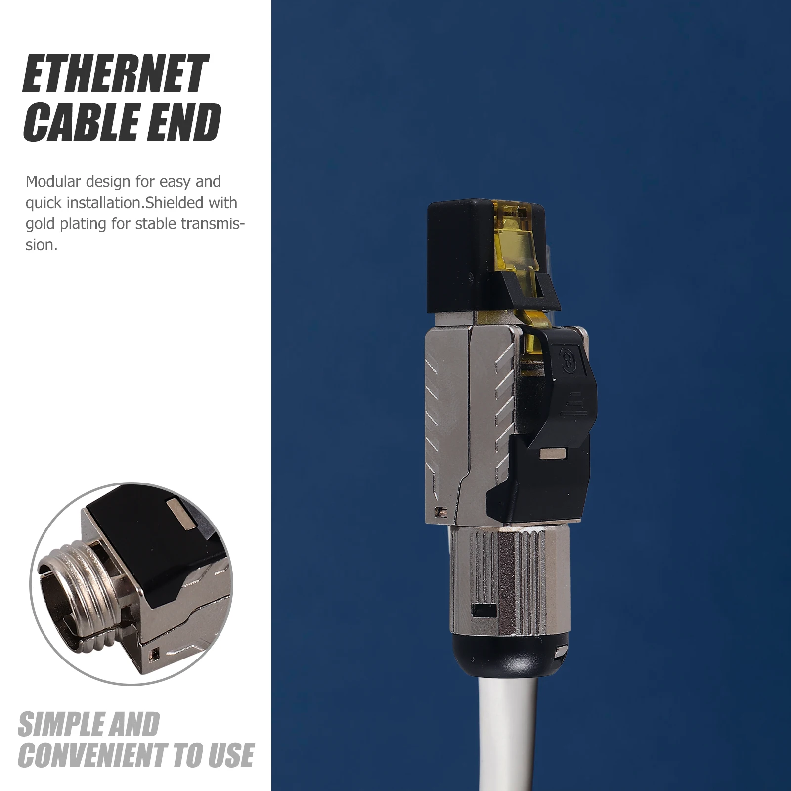 

Shielded Connector Cat8 Ethernet Cable End Crimp Modular Plug Jack Tool-Free Gold Plated 10Gbps Network Connector For Cat6A