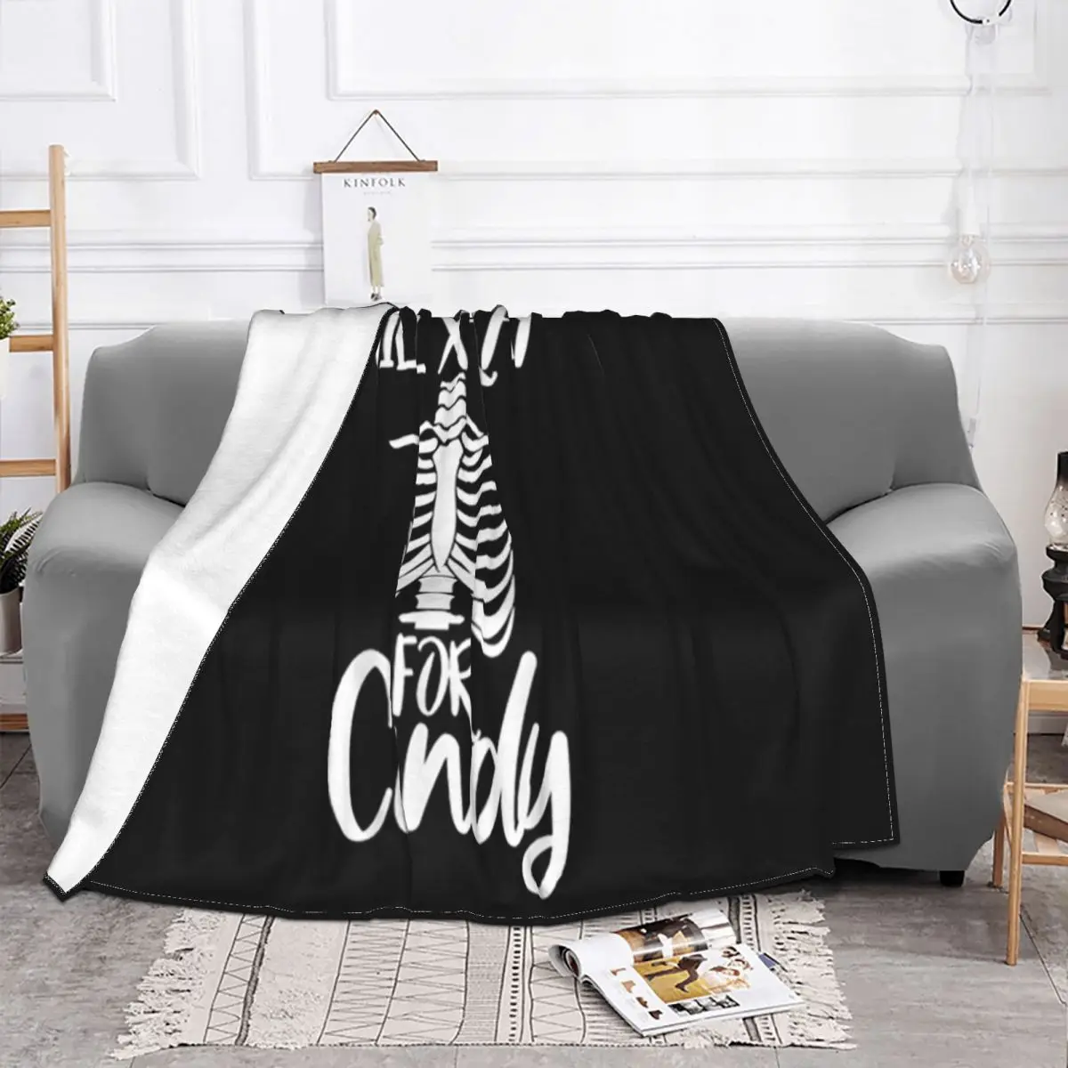 Nice Radiology Tech Halloween Design X'Ray Skeleton Candy Designs Science Crewneck Child Throw Blanket