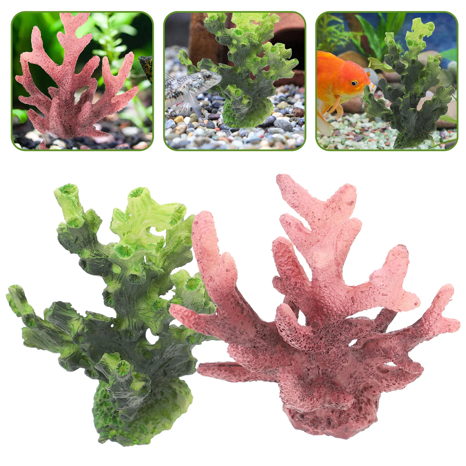 

2Pcs Aquarium Coral Decor Vivid Simulated Resin Coral Ornament for Desktop Fish Tank Tabletop Aquarium Supply Fish Tank Supplies