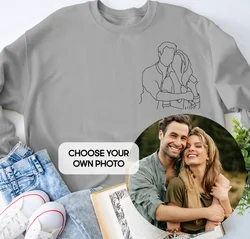 Custom Portrait from Photo to Shirt, Outline Photo Sweatshirt, Custom Photo, Custom Portrait, Couple Hoodie, Couple Couple Shirt