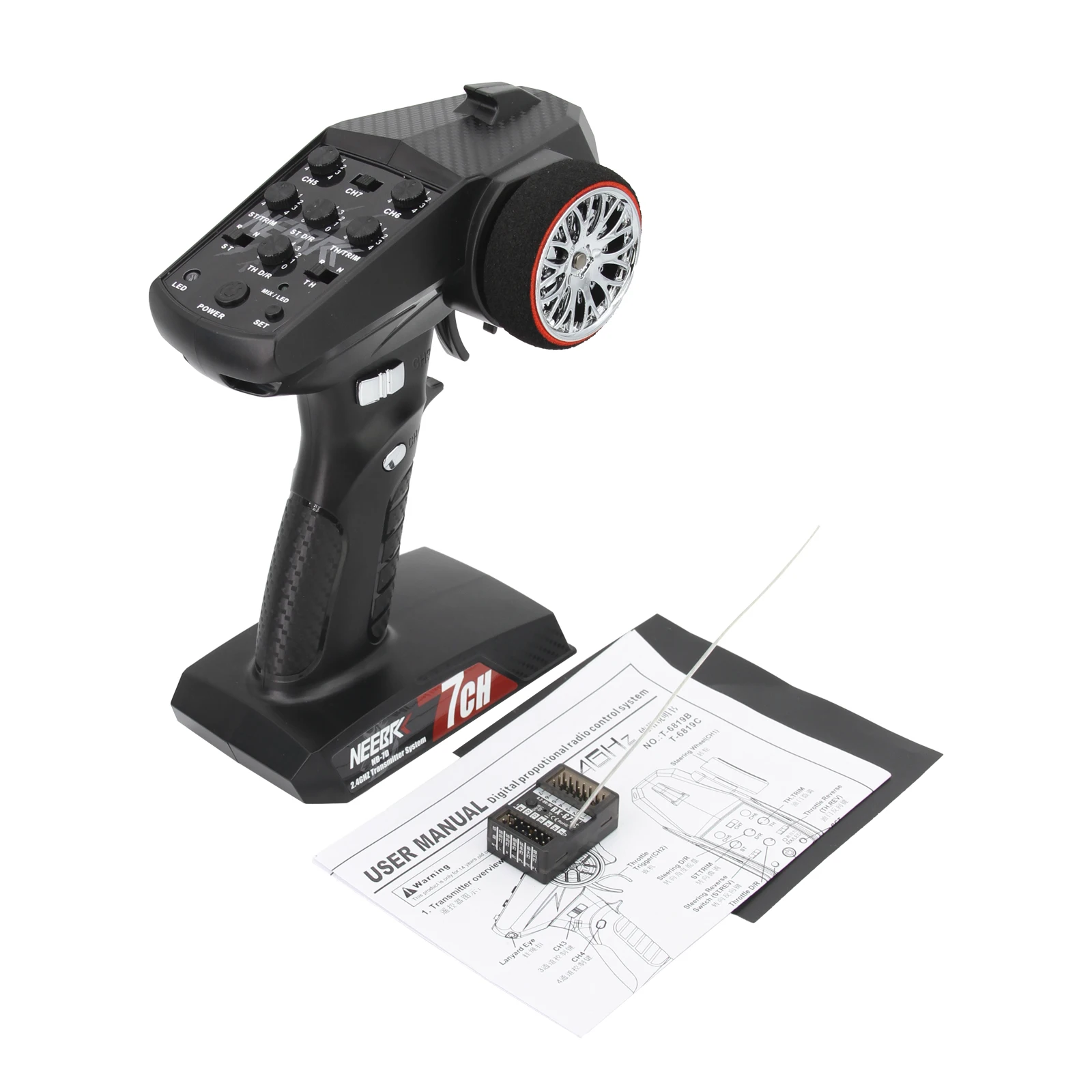 NEEBRC NB-7D 7CH 2.4Ghz transmetteur système Radio avec récepteur 7 canaux lumière télécommande pour RC voiture bateau Robot modèle jouet