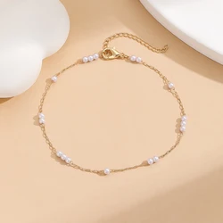Kinitial Stainless Steel Imitation Pearl Anklets For Women Anklet Female Foot Chain Jewelry Birthday Gift