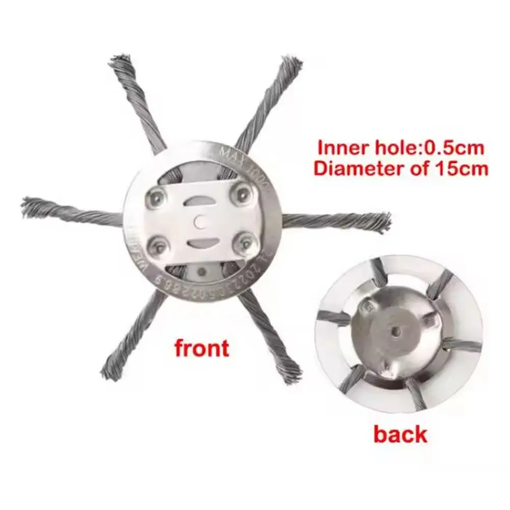 6 นิ้วลวดเหล็กหัวล้อTrimmer Head UniversalวัชพืชแปรงFitตรงเครื่องตัดหญ้ากําจัดMossสนิม 3/6 ใบมีด