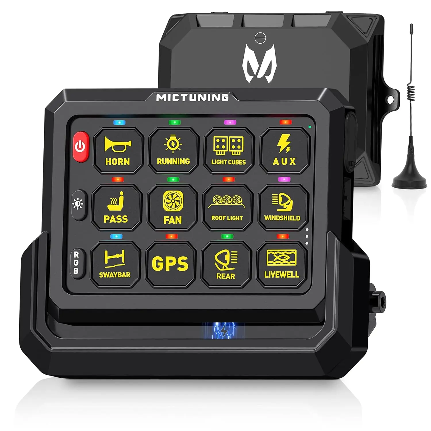 MICTUNING P1S-W Wireless 8/12 Gang Switch Panel,Remote Control Range Up to 328FT,6 Brightness Levels For Off Road Truck SUV UTV