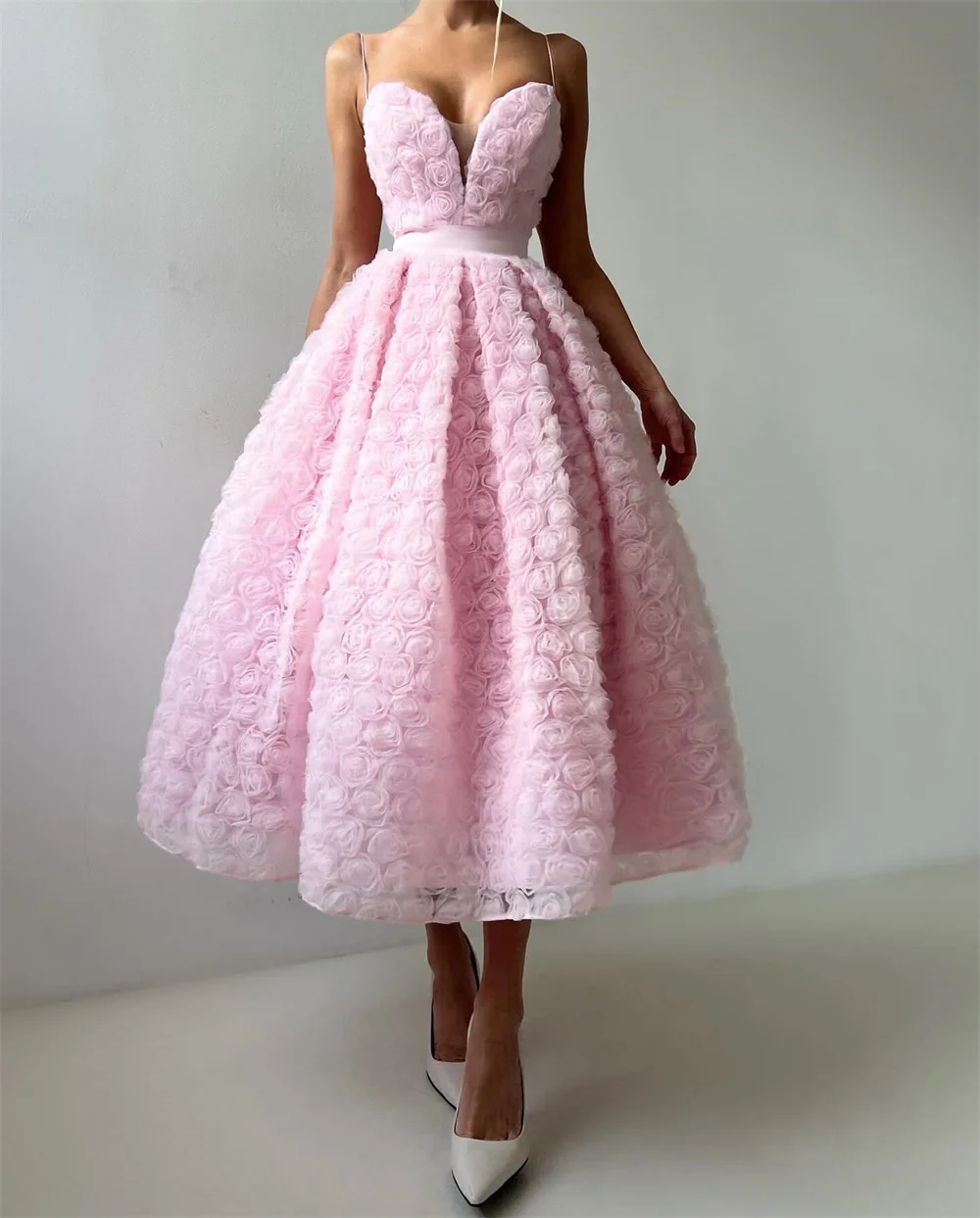 

Cathy Customized Pink Sweetheart Neck 3D Flower Prom Dress Pleated Sleeveless vestidos de noiva Elegant Ball Gown Formal Evening