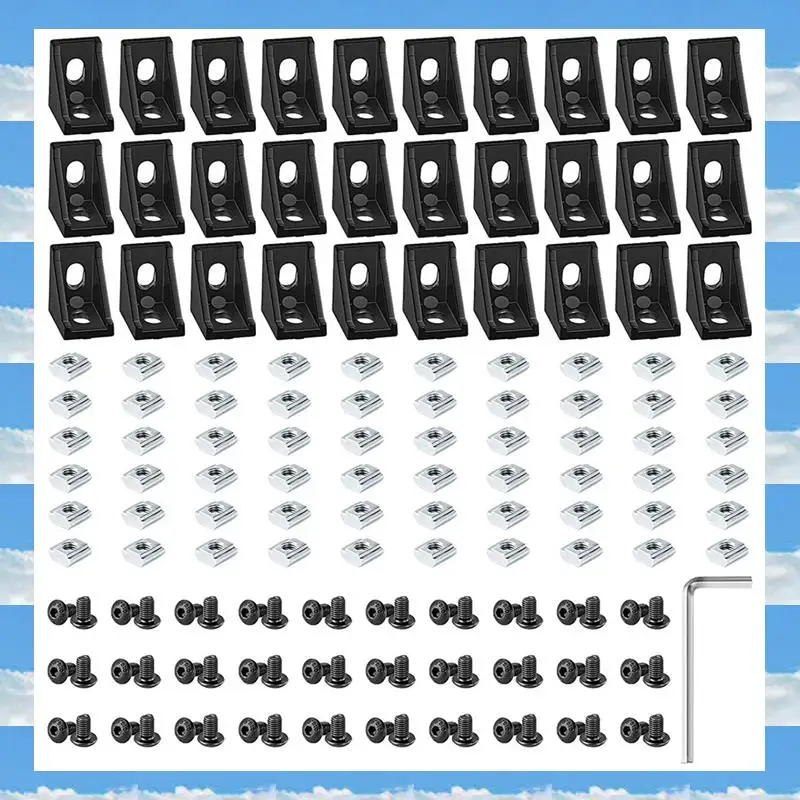 

A11I T-образные гайки и болты в комплекте входит в комплекте из 30 комплектов алюминиевого профиля 2028 черного прямоугольного углового кронштейна