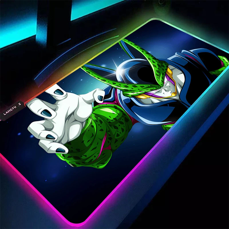 LED Mouse Pad DBZ Dragon Ball Cell Notbook XXL Gamer Keyboard Pad NonSlip Rubber Computer Carpet Desk Mat Cabinet RGB MousePad