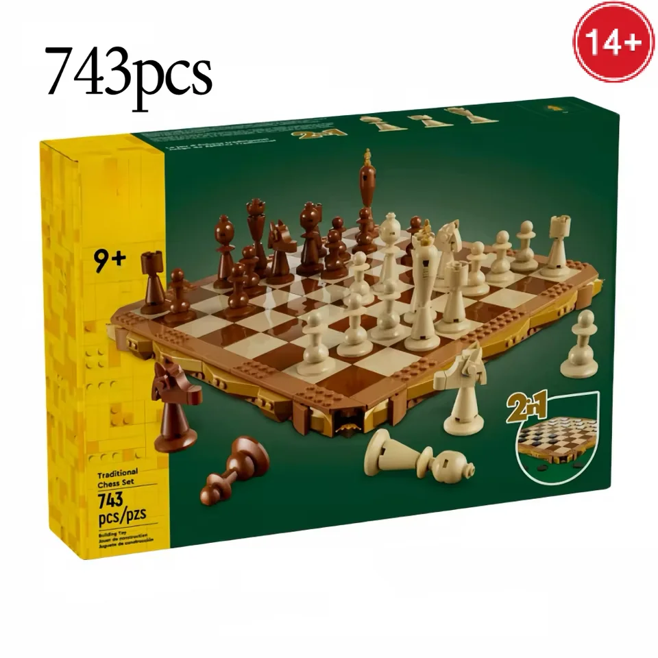 2025 NUOVO Set di scacchi tradizionali 40719 Building Blocks Scacchiera 743 pezzi Gioco da tavolo Modello Mattoni Regali di compleanno per bambini creativi