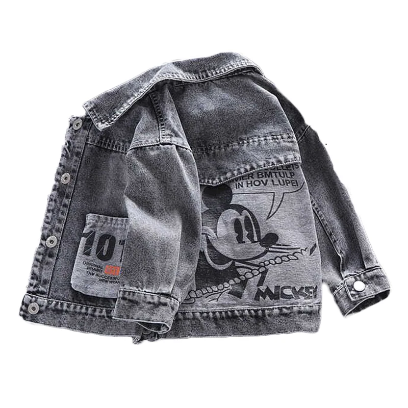 Disney Boys and Girls Mickey Denim Jacket Coat Children\'s Cotton Coat Cartoon Cute Long Sleeve Fashion Denim Coat