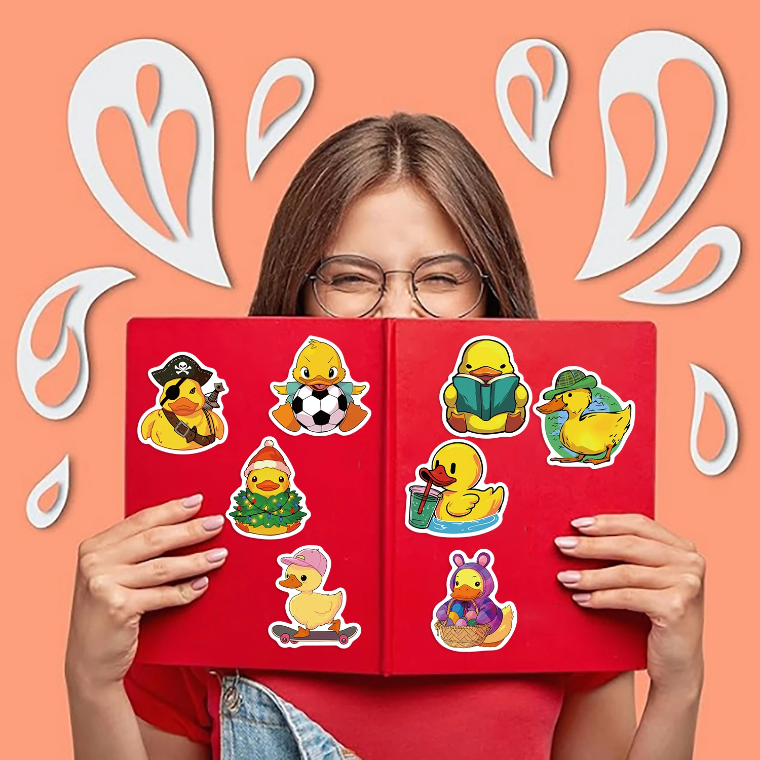 50pcs Cartoon Little Yellow Duck Graffiti Sticker Toy For DIY Scrapbook Phone Fridge Laptop Luggage Car Waterproof Sticker Decal