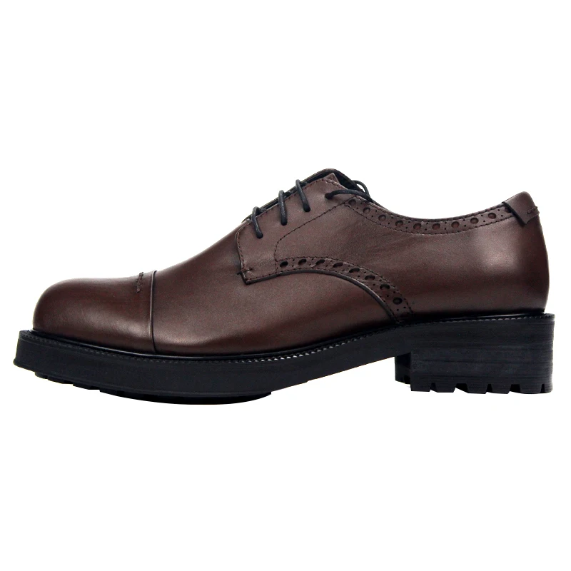 British Vintage Cowhide Brogue Dress Shoes Rugged Thick Tread Sole All-match Daily Commute Street Gentleman Leather Shoes
