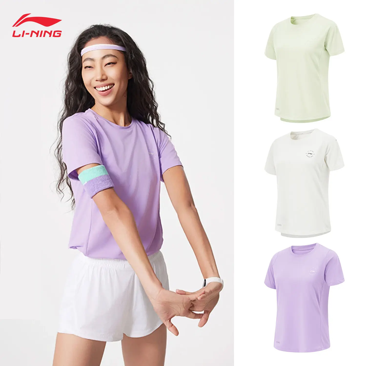 

Женская профессиональная дышащая футболка с короткими рукавами LI-NING Running series AT AIR с отражающими элементами ATSV088