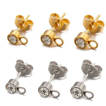 10 sets roestvrijstalen strass bal oorbel post armatuur voor doe-het-zelf hypoallergene sieraden bevindingen accessoires maken van benodigdheden