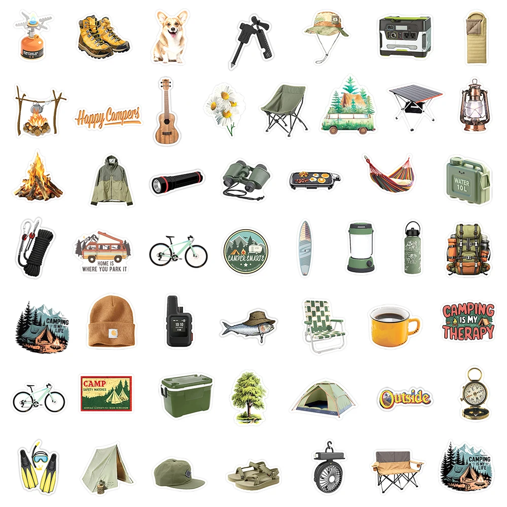 10/30/50 قطعة كول الكرتون التخييم في الهواء الطلق الكتابة على الجدران ملصقات الشارات DIY بها بنفسك محمول الثلاجة زجاجة ماء الديكور ملصق مضاد للمياه