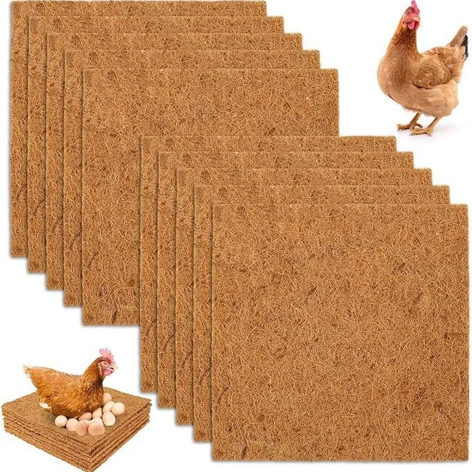 10 Pack Coconut Fiber Nesting Box Liners Chicken Nesting Pads Chicken Coop Bedding Mats Bulk Poultry Supplie for Hen Laying Eggs