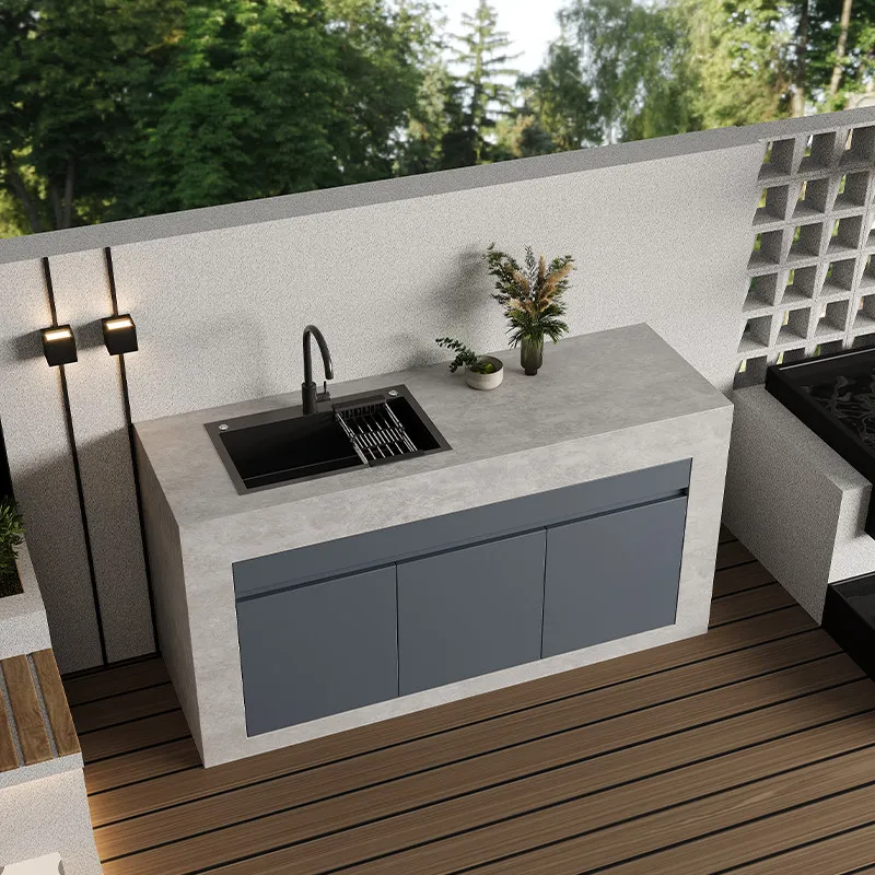 Outdoor courtyard washbasin mop pool integrated basin custom villa outdoor floor slate column basin operation island