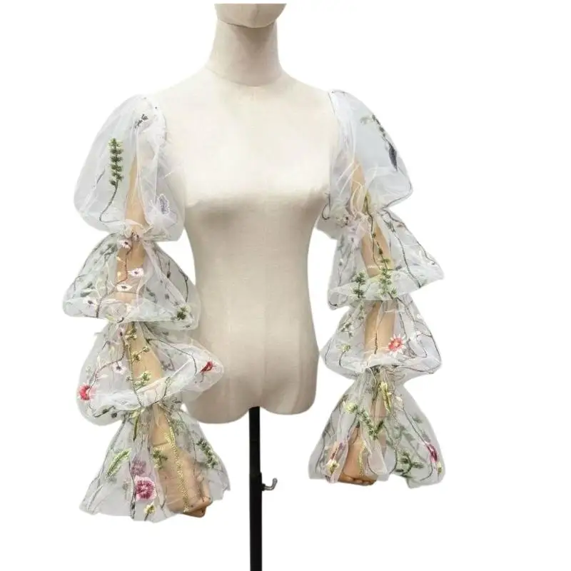 31BB Embroidered Dress Sleeve Covers for Women with Sheer Arm Coverage