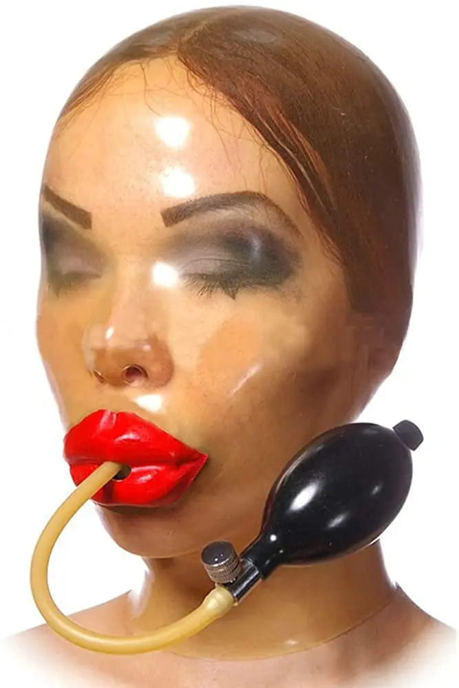 Latex Mask Rubber Hood with Mouth Respirator Unique Wear for Sex Club Party  Fetish  Bdsm Collar  Bondage Gear