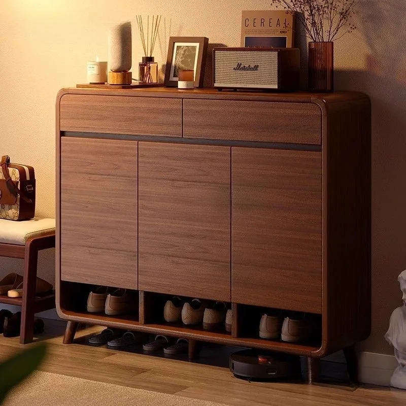 

Solid wood shoe cabinet, indoor storage cabinet at the door of home, integrated with wall to enter home, new