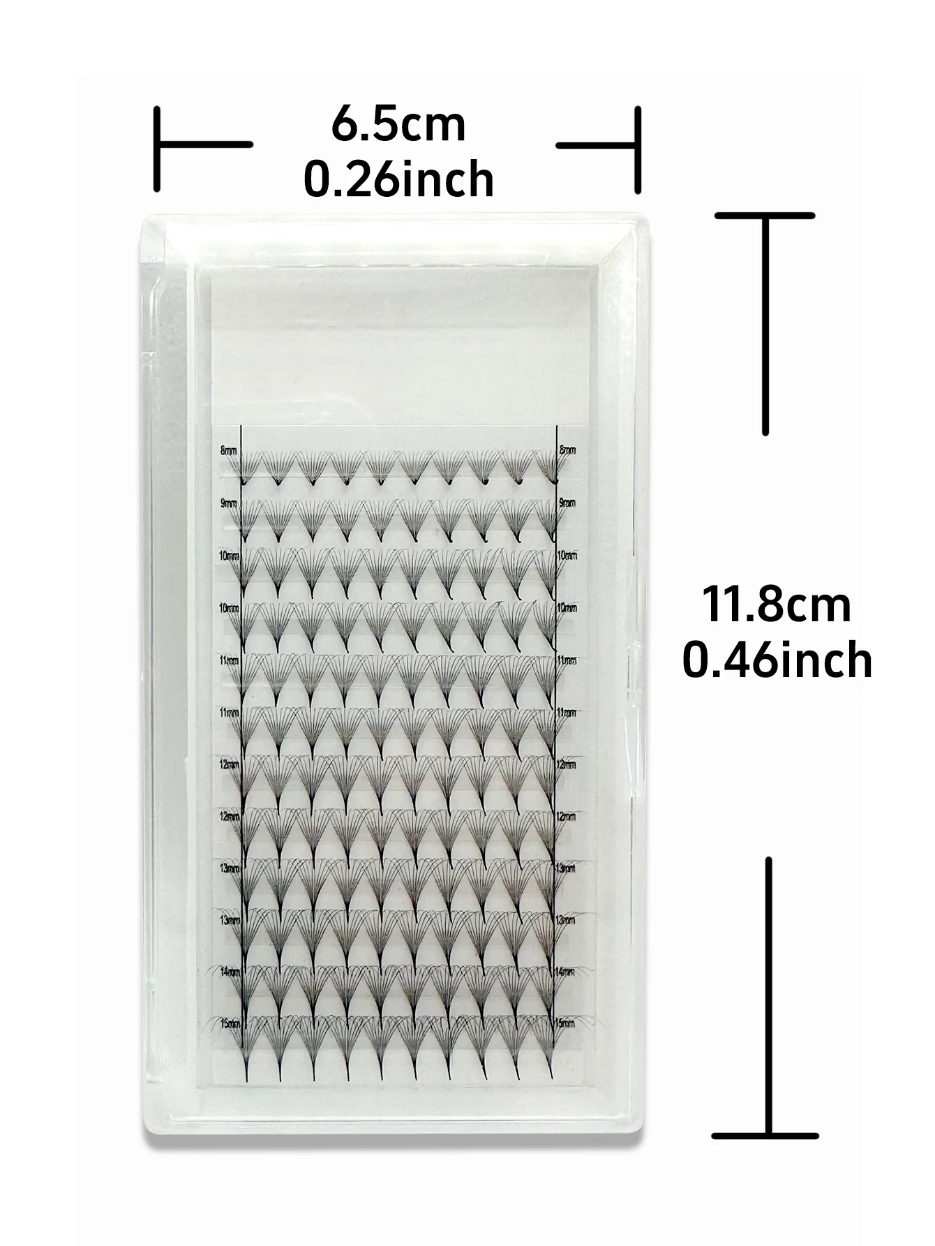 Premade Volume Pointy Base Eyelash Extension, 0.03mm thickness , 10D, 12D, 14D, 16D RUSSIAN Volume, C/D, Dark Black, 120Pcs