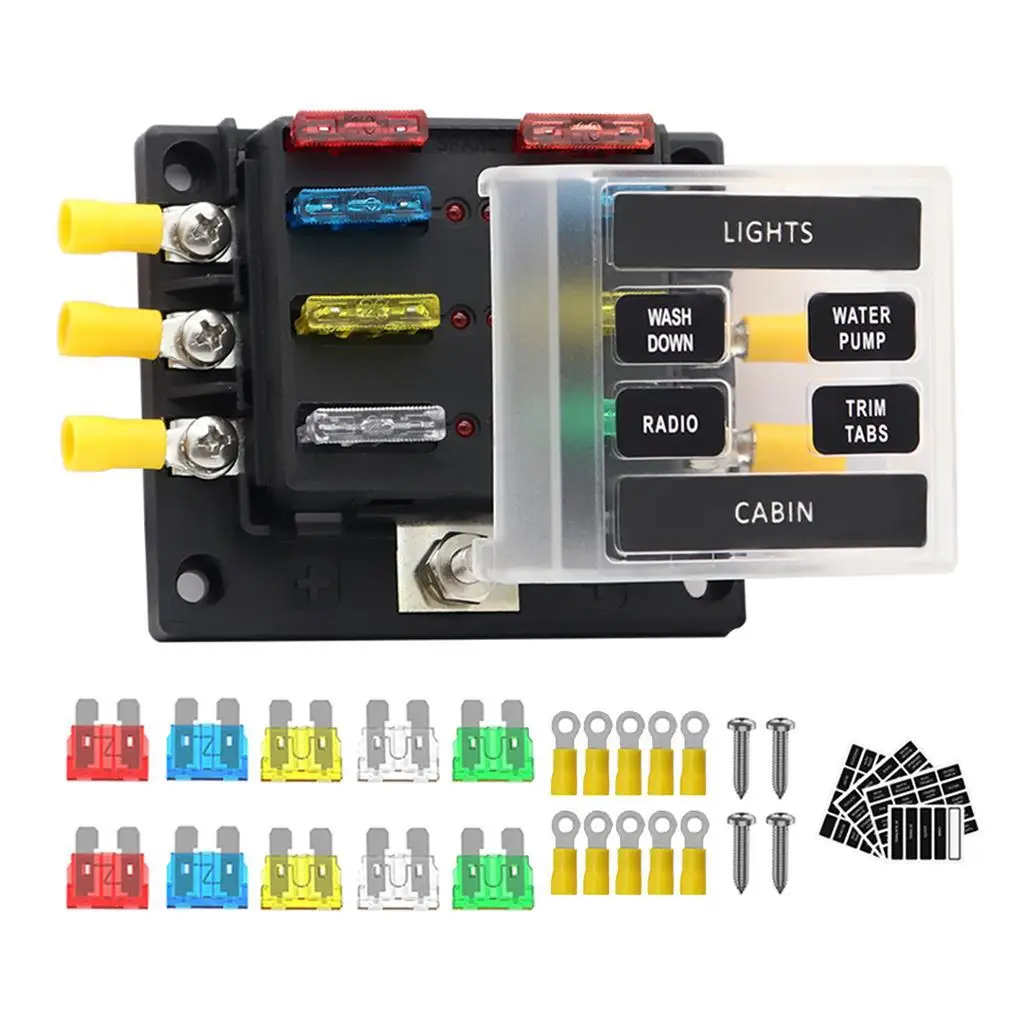 32 Waterproof Box Block [6 ATC/ATO/ATP Holder] Universal Box for 12V-32motive Vehicle Car Marine Boat Light Equipment