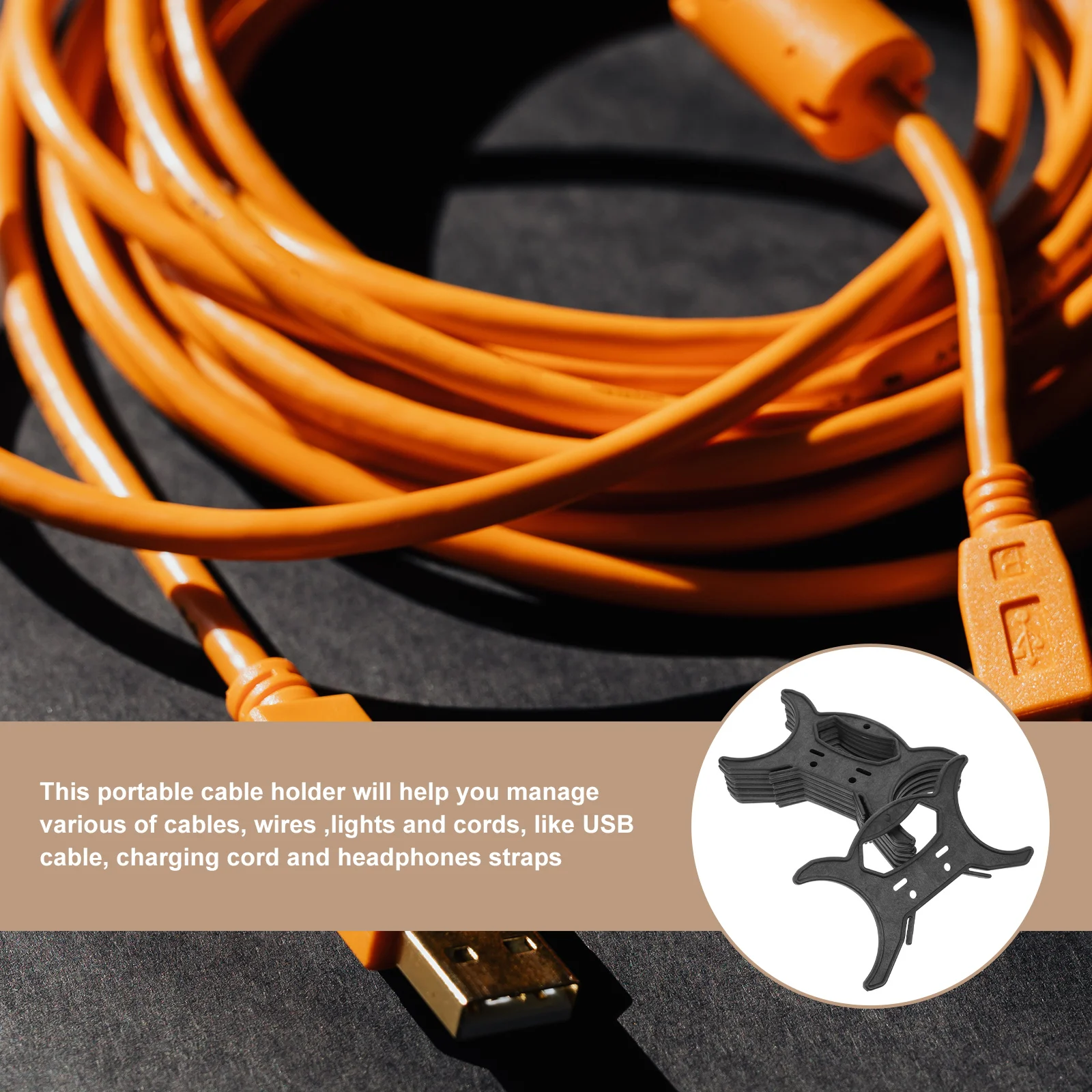 8pcs Black Light Cord Organizer String Light Organizer Waterproof Kitchen Cable Winder Tidy Holder Storage Travel Cord Rope