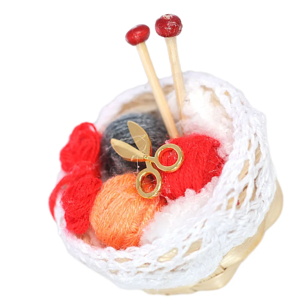 Dollhouse Knitted Basket Mini Props Model Tiny Decoration Braid Landscaping Miniature