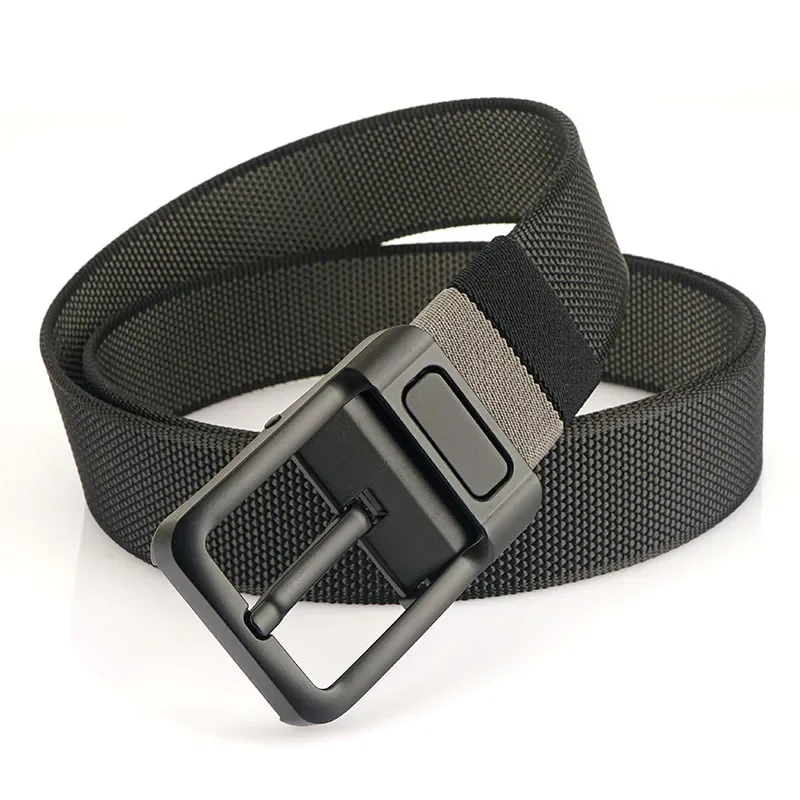 2025 New Rotating Pin Buckle Two color Nylon Dual Use Men Belt Leisure Versatile Woven Canvas Belts Belts 120cm Long  Green