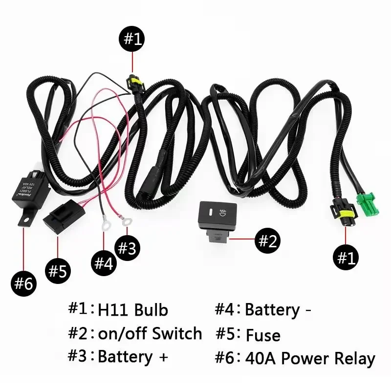 1 Set Car Fog Light H11 881 H9 Wiring Harness Socket for Nissan Honda Ford LED Lamp Wire Connector with Relay ON/OFF Switch Kit