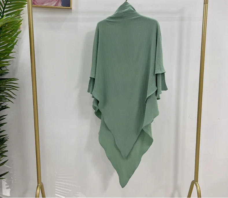 Oem Popular New Wholesale Hijab Muslim Women Crepe Khimar Hijab Modern Fashion  2 Layer Big Scarf  for Women