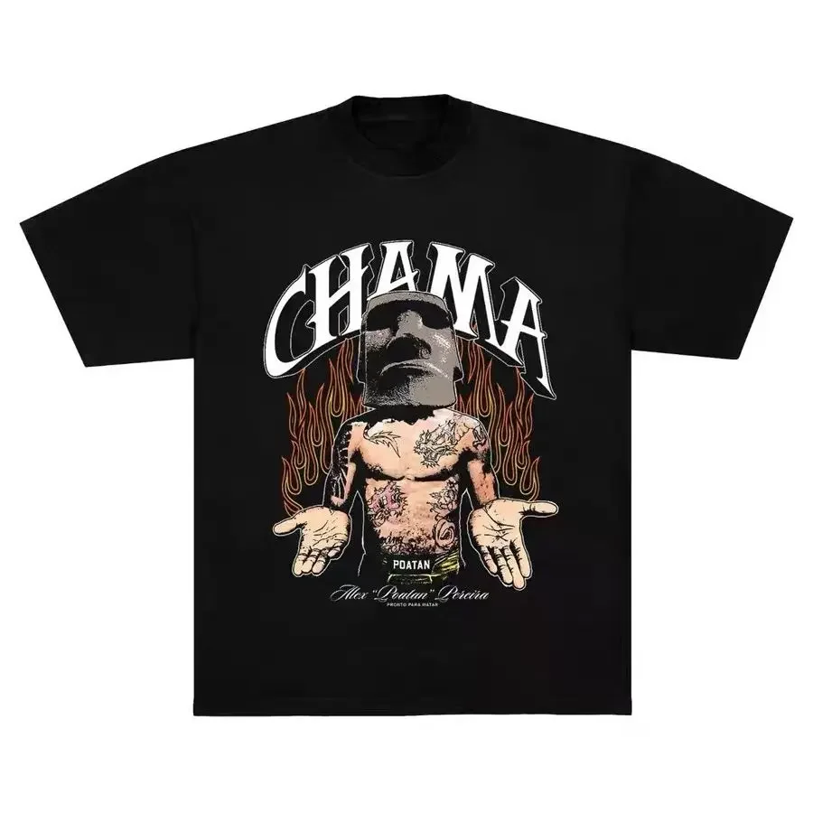 

Cotton Short-sleeved Summer New T-shirt Men's and Women's Loose American Casual 2025 Printed Versatile Trendy Brand Half-sleeve