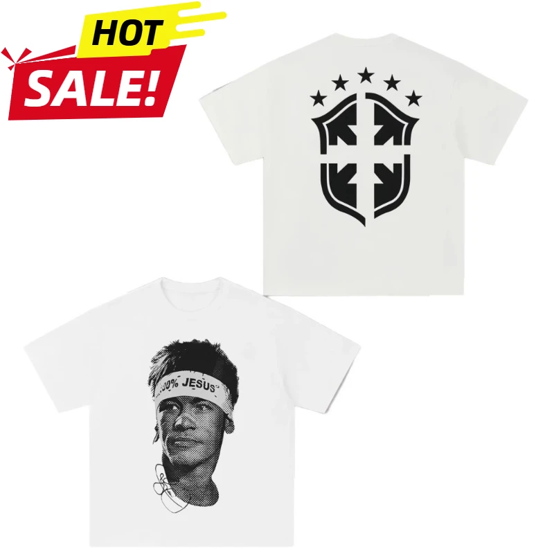 

new Neymar American Football Star Print 100%Cotton Short-sleeved T-shirt Men Women Clothing Athleisure Print Fashion Tee