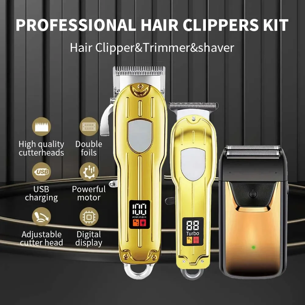 3-in-1-Haarschneidemaschine für Männer, Bartschneider-Sets, Elektrorasierer, Haarschneidemaschine, Trimmer, T-Klinge für Friseur, Zuhause, als Geschenk – Detail 3