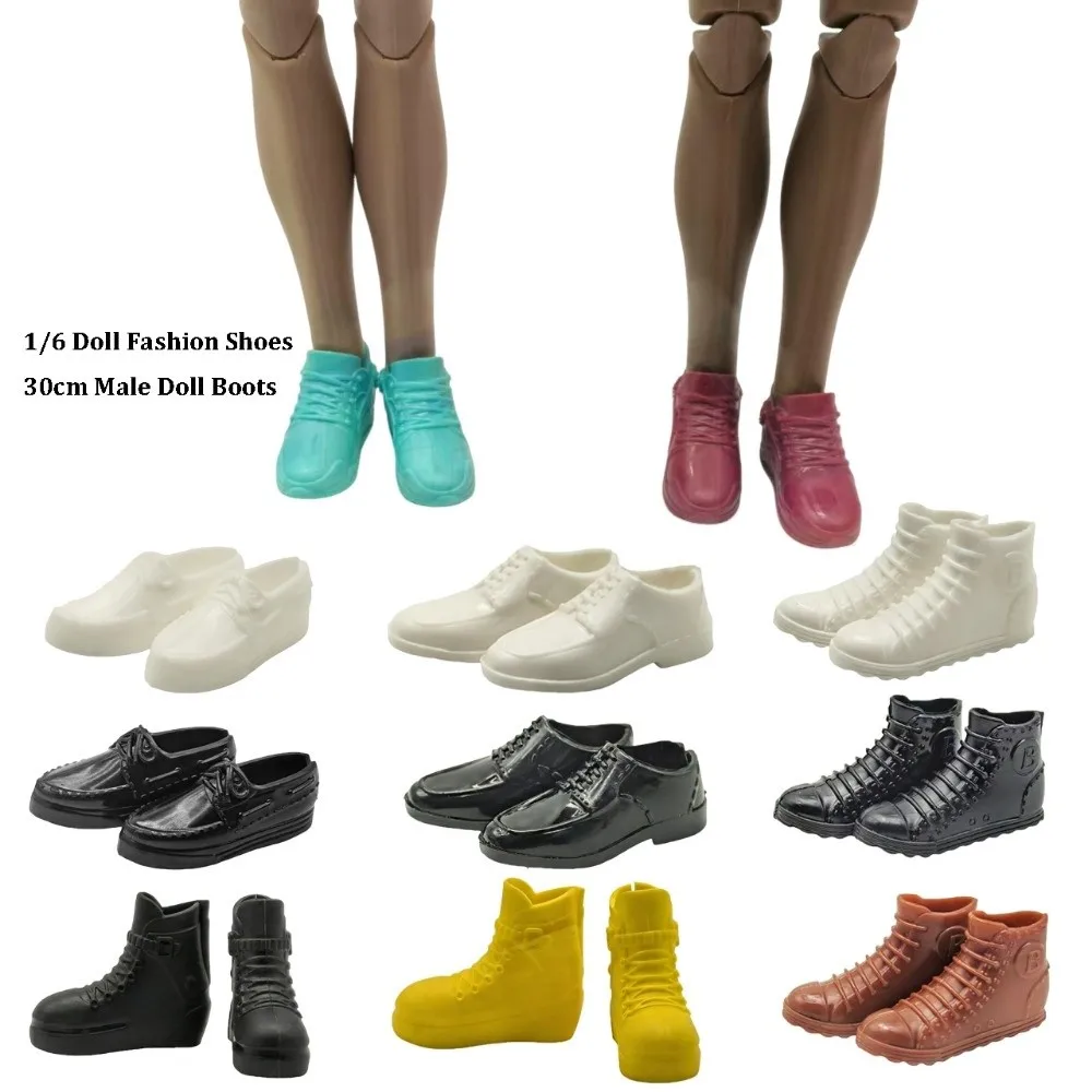 

New Fashion 1/6 Doll Shoes Plastic Multistyles Male Doll Boots Shoes Clothes Accessories Fit Foot Length 2cm Dolls