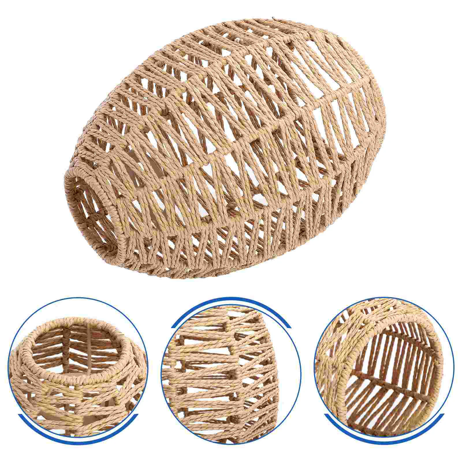 

Woven Lampshade Hanging Imitation Rope Lightshade Wall Rattan Basket Hand-woven Pendant Iron Ceiling Handmade