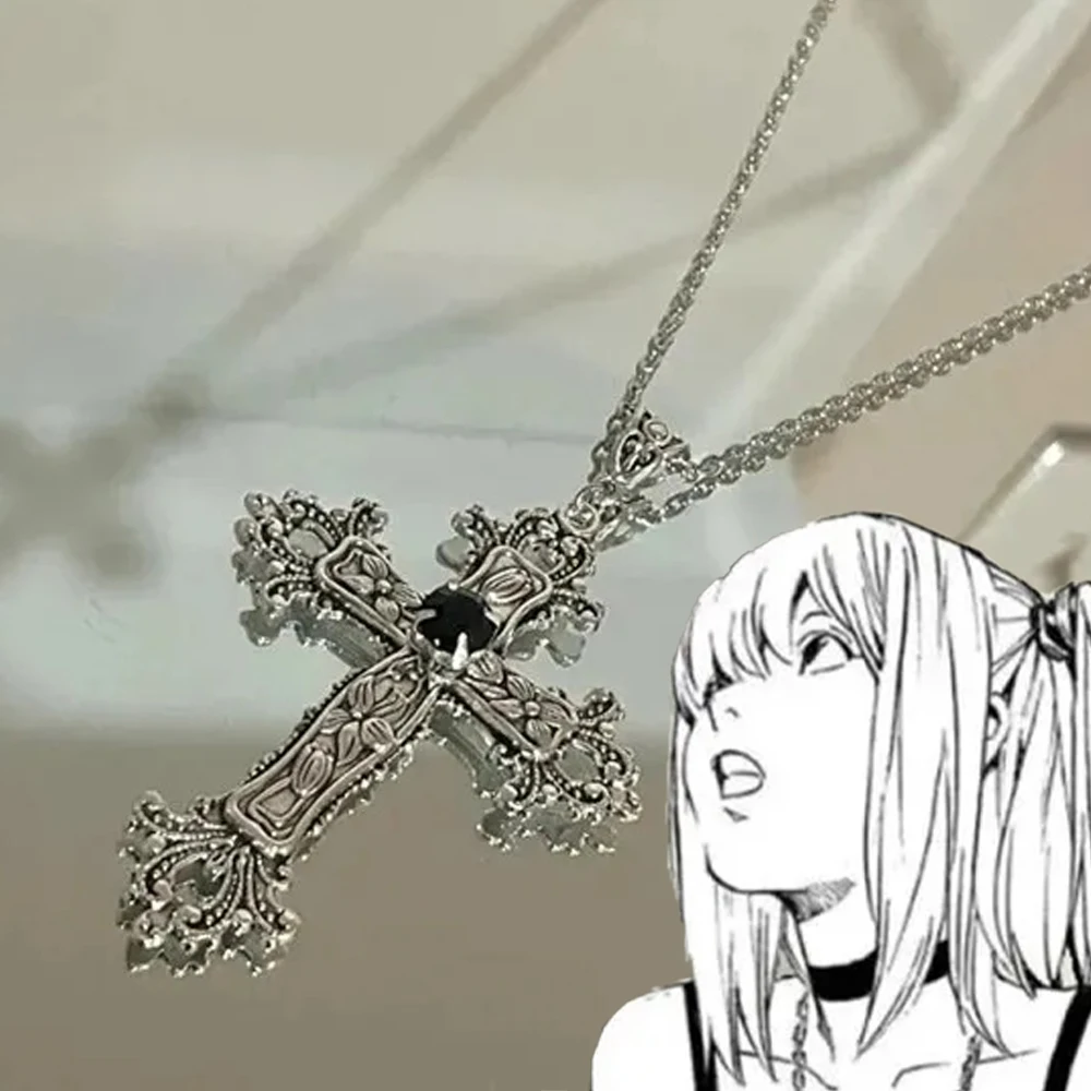 فاسق القوطي خمر الصليب قلادة فضية اللون مع بلورات القوطية الصليب عيد الفصح مجوهرات للجنسين مرصع بالجواهر الصليب القلائد #3