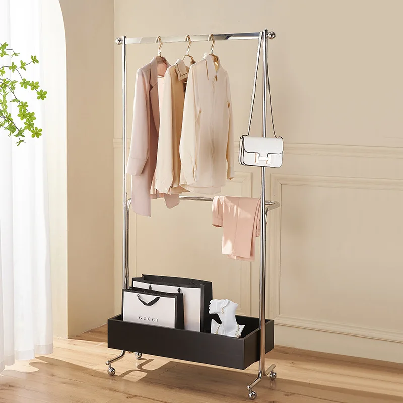 

Floor hanger Stainless steel hanger Bedroom hanger Simple multi-layer clothes storage box Multifunctional Nordic