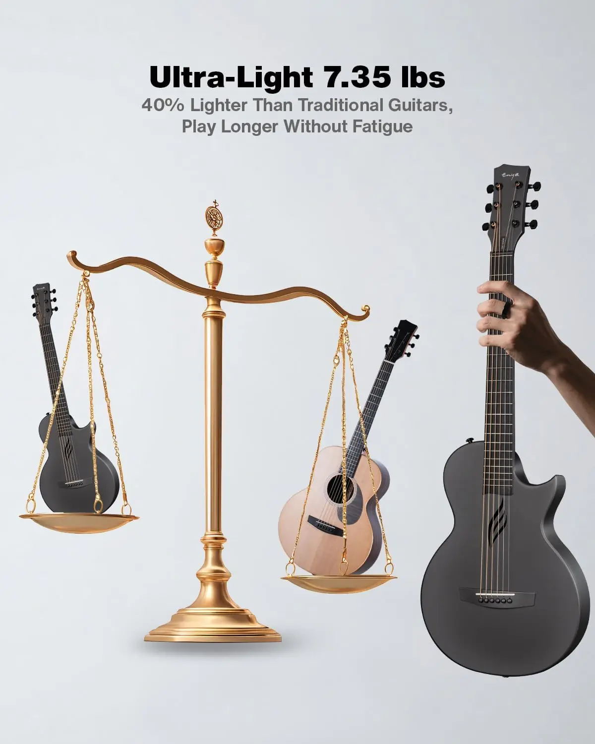 Enya nova go guitarra acústica de fibra de carbono um corpo 35